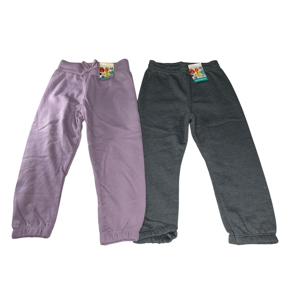 Garanimals Girls Fleece Jogger Pants Set 2 Pack Purple Grey 3T‎ NEW